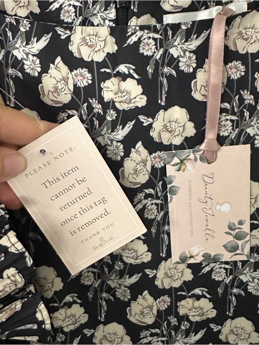 Dainty Jewells Black Maxi Dress with White Rose Print - Picture 3 of 6